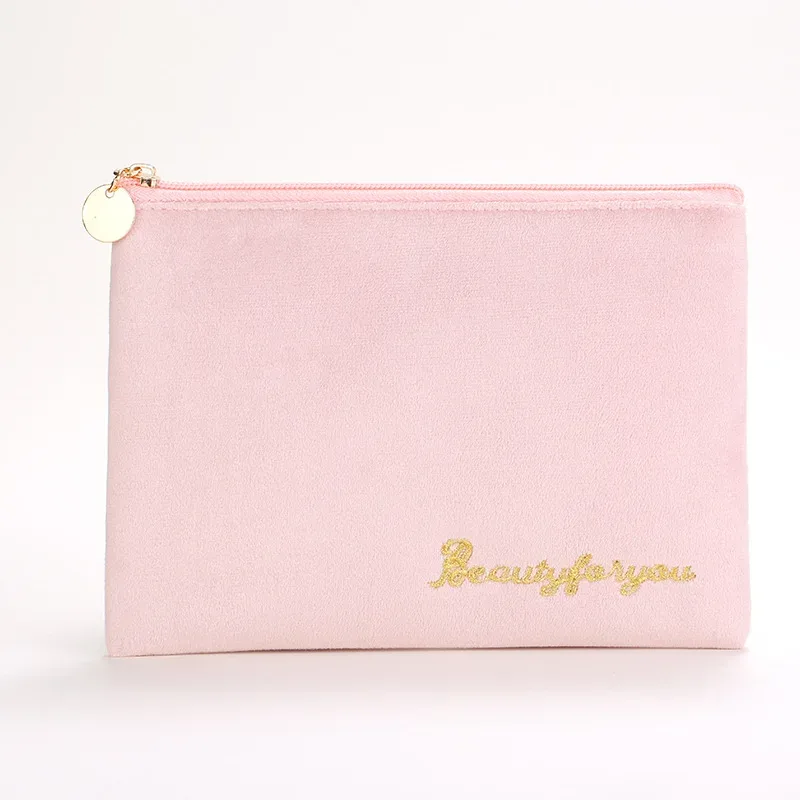 Trousse de maquillage en velours avec fermeture éclair pour femme, trousse de toilette cosmétique pour femme, trousse de maquillage d'extérieur pour fille, grande capacité, nouveau