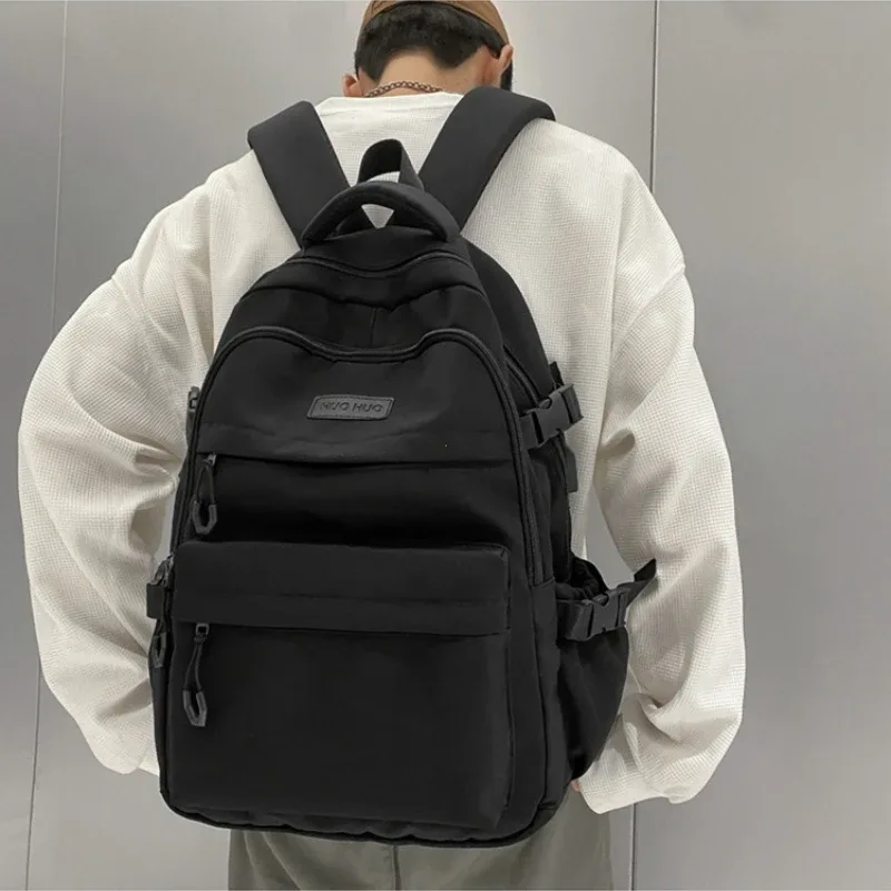 sac à dos de couleur unie de grande capacité pour lycéens, sac à dos de voyage noir simple pour collégiens, nouveauté 2026