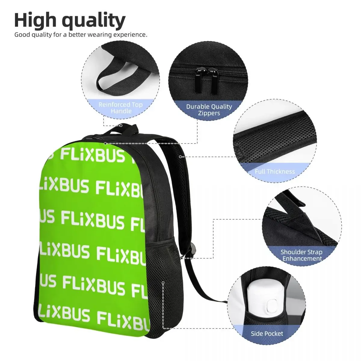 sac à dos flixbus pour étudiants, garçons et filles, sac d'école, sac à bandoulière pour ordinateur