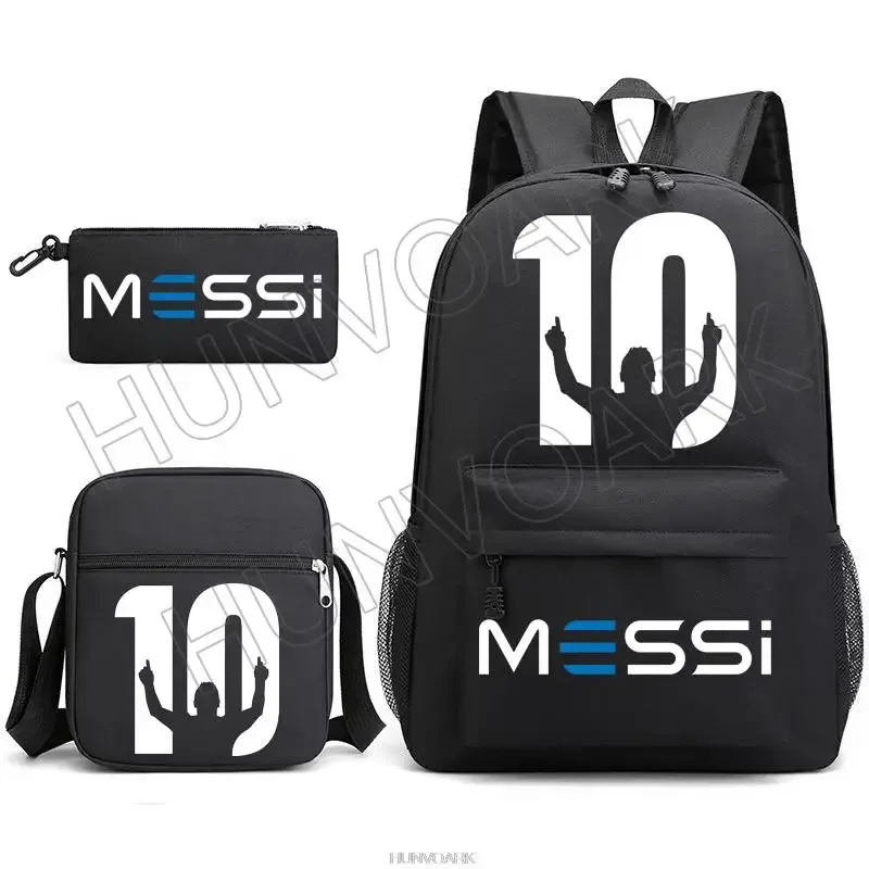 sac à dos super stars messi pour enfants, football, école, voyage, ordinateur portable, adolescents, étudiants, femmes, hommes, 3 pièces
