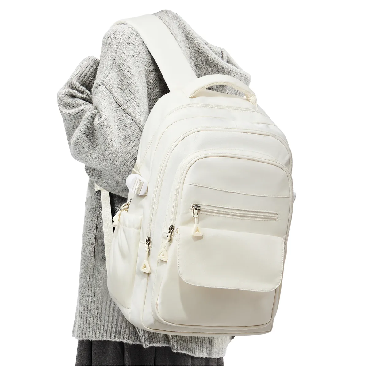 sac à dos blanc élégant de style japonais pour écolières et garçons, sac à dos de voyage pour ordinateur portable, sac à dos de jour décontracté, sacs pour voyage