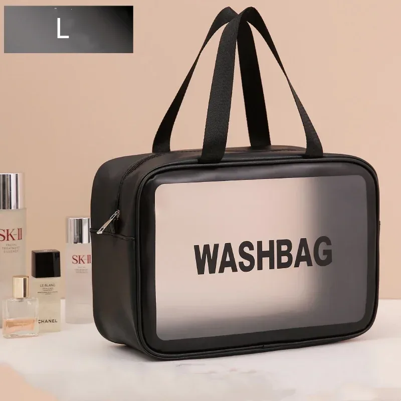 sacs à cosmétiques noirs, sacs à main de rangement de maquillage étanches, sac de rangement de produits de toilette de voyage portables, fourre-tout de bord de mer, sac à cosmétiques pour femmes