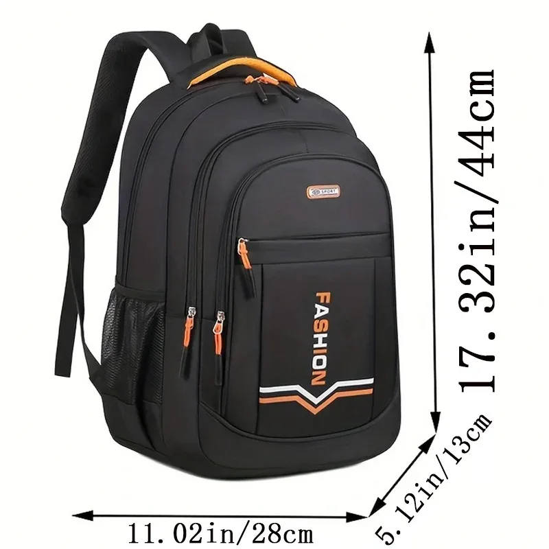 sac à dos de voyage noir uni décontracté, résistant aux chocs, pour adolescents, employés de bureau et randonnées en plein air