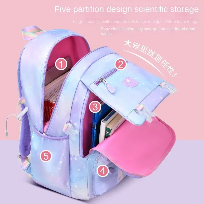 sac à dos d'école kawaii pour filles, sac d'école mignon pour étudiants avec sac à stylos, sac à livres arc-en-ciel étoilé, sac de voyage pour école primaire