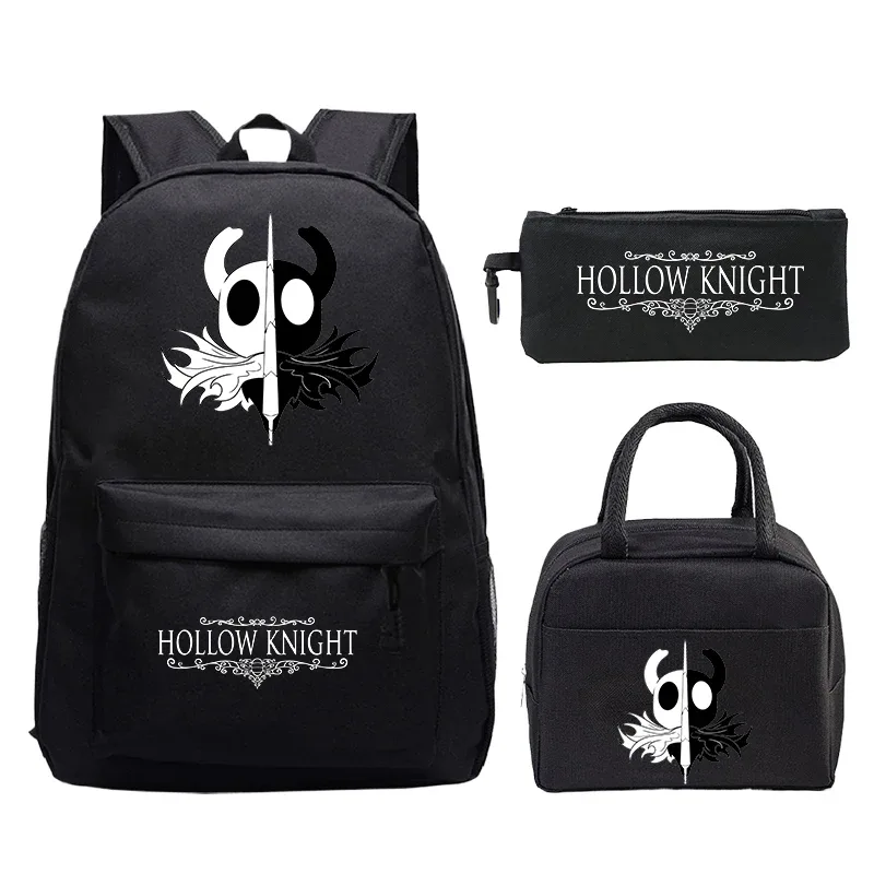 lot de 3 sacs à dos game hollow knight, sac à déjeuner et trousse à crayons, sac d'école léger pour garçons et filles, sac à dos de voyage pour étudiants, sac à dos pour ordinateur portable et livres