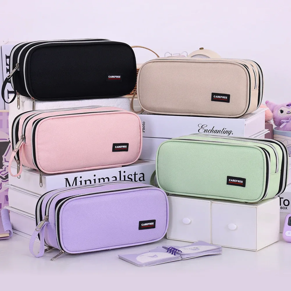 trousse scolaire grande capacité avec porte-stylos, sac à crayons, rangement de papeterie pour étudiants, sac de rangement créatif pour maquillage