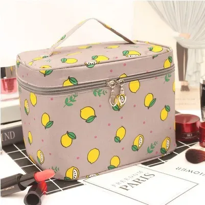 sac de maquillage en toile imperméable pour femmes, organiseur de cosmétiques portable pour les voyages, pochette de rangement pour articles de toilette mignonne