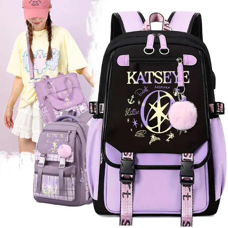 Ensemble de sacs à dos Kpop Group Katseye pour adolescentes, cadeaux de rentrée scolaire, sac de voyage coréen Ulzzang Katseye pour femmes
