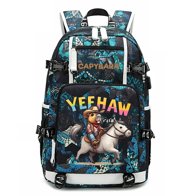 sac à dos d'étudiant à grande capacité avec imprimé de capybara, pour garçons et filles, sac de voyage décontracté, sac d'école léger et durable, utilisation quotidienne
