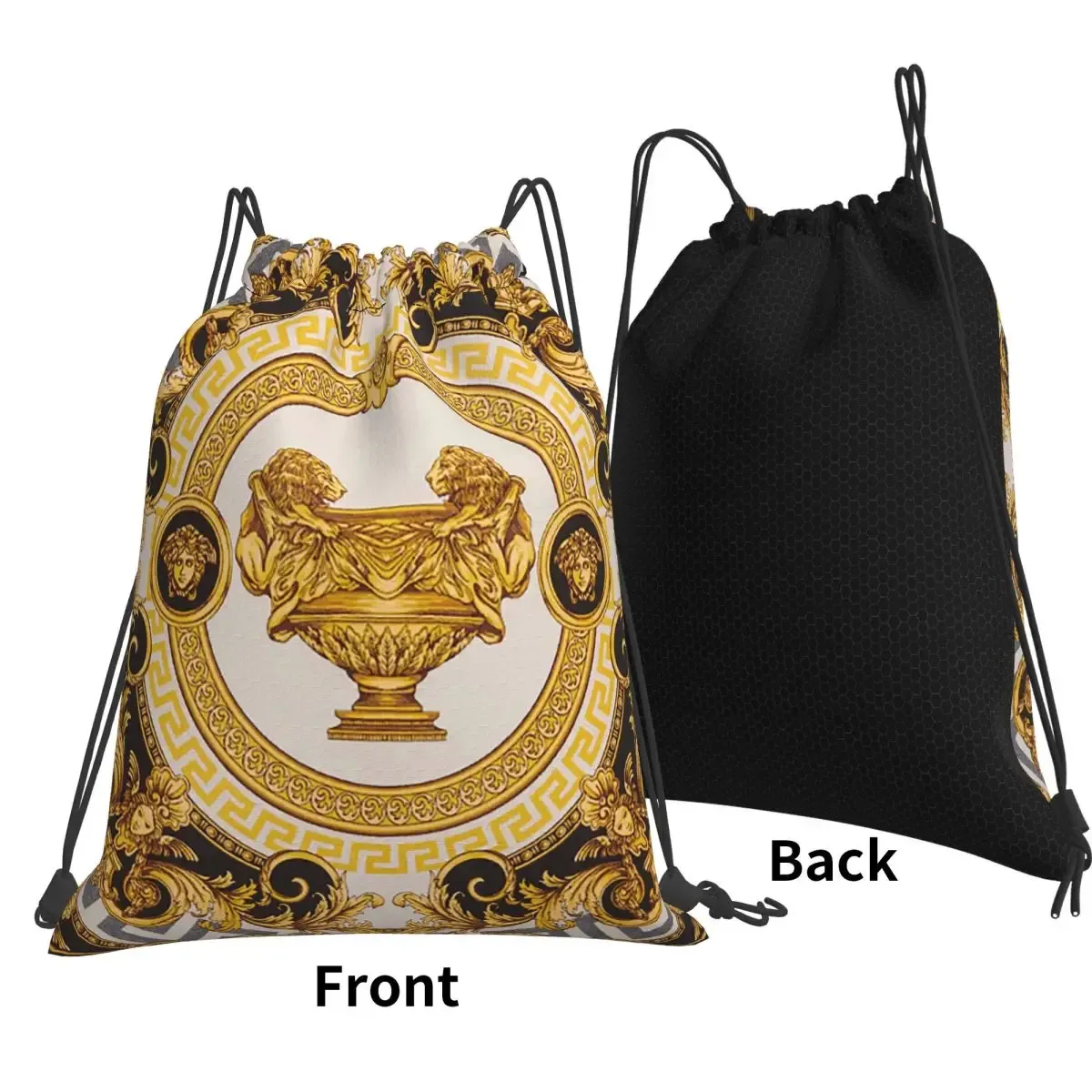 sacs à dos décoratifs dorés de style baroque, sacs à cordon portables, sacs à chaussures, sacs à livres pour homme et femme, pour l'école