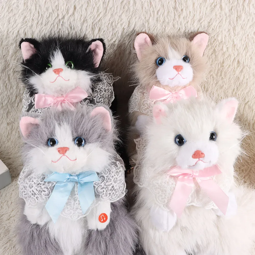nouveau sac à dos chat réaliste en peluche, sac à dos chaton mignon et doux, sacs d'école et de voyage