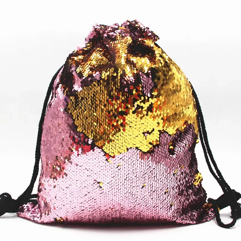 sac à dos à paillettes pour femmes, sac d'extérieur avec cordon de serrage