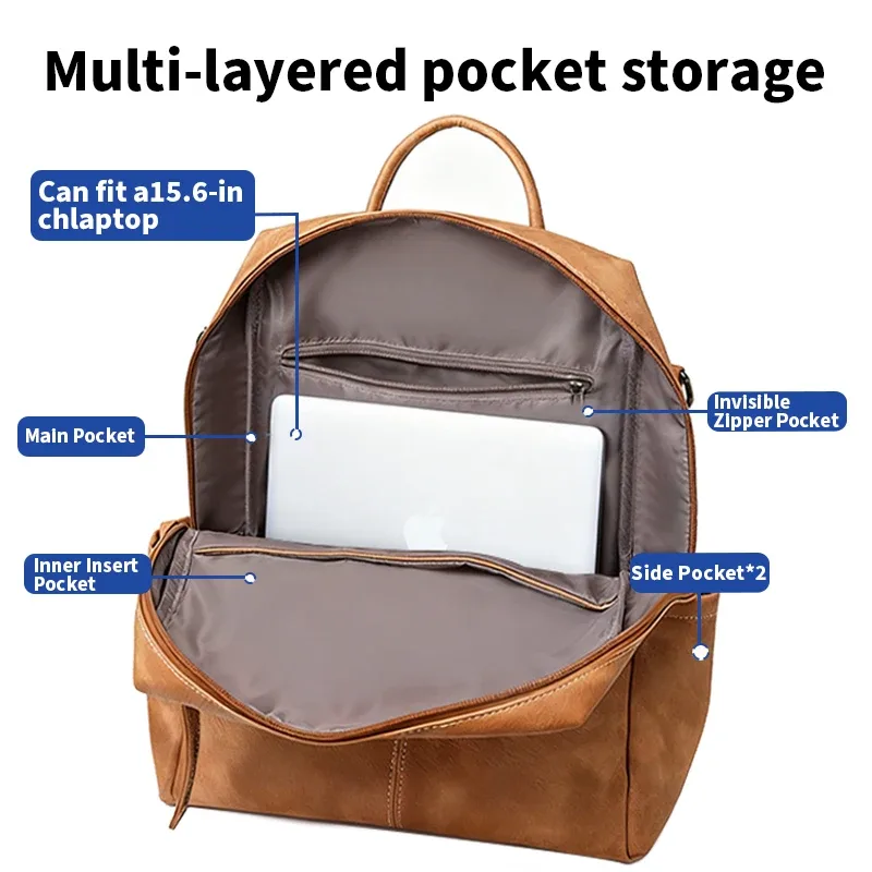 sac à dos de voyage antivol en cuir pu pour femme, nouvelle collection automne-hiver 2025, imperméable, tendance, rétro, grande capacité, voyage