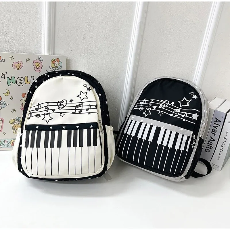 sac à dos coréen à pois pour piano, sac d'étudiant tendance, sac de voyage décontracté, sac à dos de grande capacité léger pour ordinateur portable