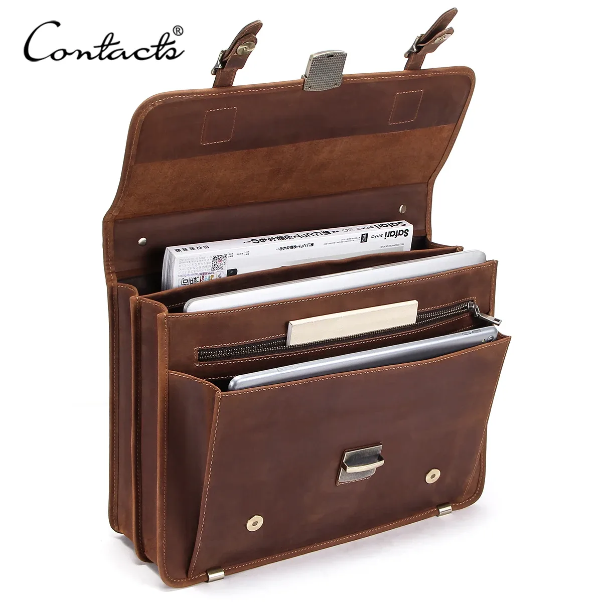 contact's sacs d'affaires en cuir véritable pour hommes porte-documents de haute qualité sac de bureau fourre-tout pour hommes sacs pour ordinateur portable sac portefeuille document