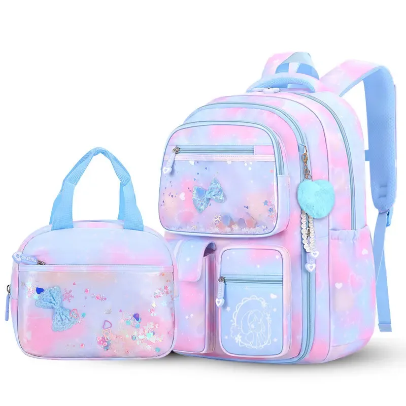 ensemble de 3 sacs à dos scolaires pour filles, mignons et élégants, grande capacité, protection de la colonne vertébrale, légers, sacs à dos pour enfants d'école primaire