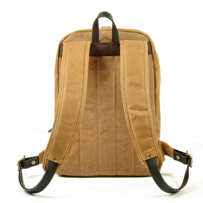 sac à dos vintage européen et américain, sac à dos de voyage grande capacité pour l'extérieur, toile cirée résistante à l'eau combinée à du nylon