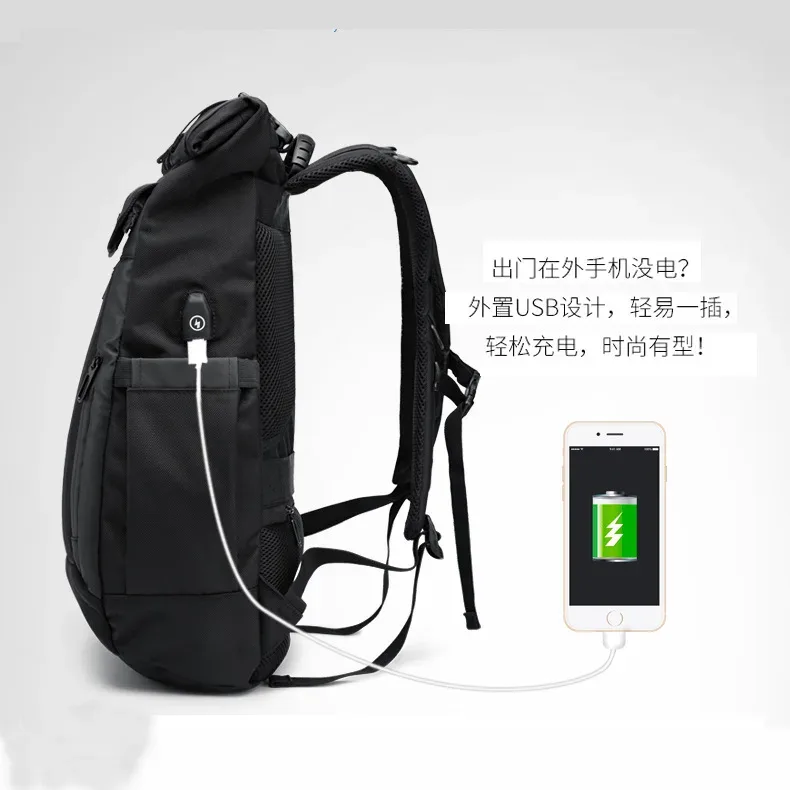 sacs à dos ozuko, sacs à dos de voyage imperméables pour hommes, sacs à dos pour ordinateur portable, sac de voyage oxford hydrofuge, usb mochila