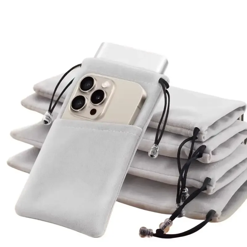pochette multifonction en flanelle avec cordon de serrage, pour téléphone portable, lunettes de soleil, gadgets électroniques - sac de rangement pour voyage