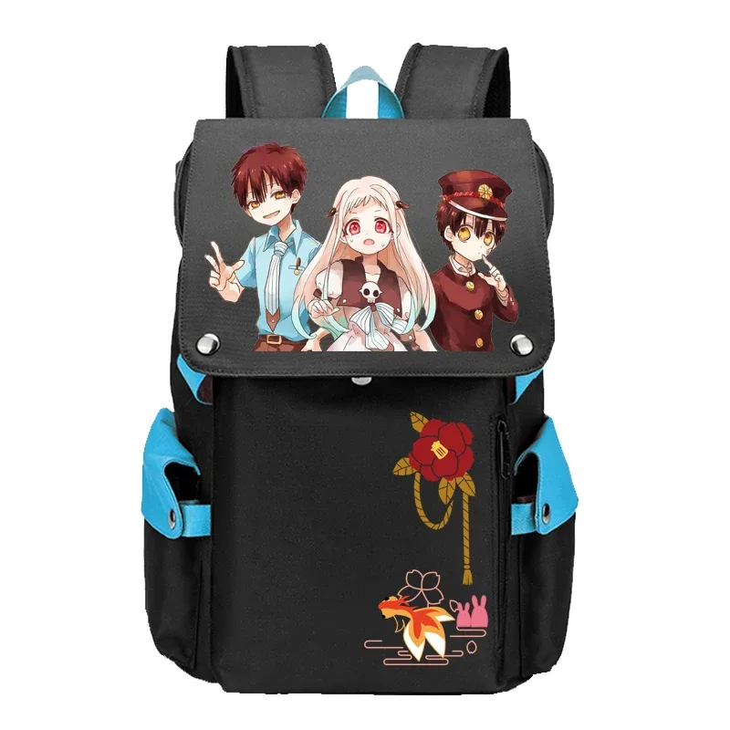 hanako-kun – grand sac à dos de voyage pour garçons et adolescents, cartable d'école animé avec chargeur usb, oxford, pour ordinateur portable