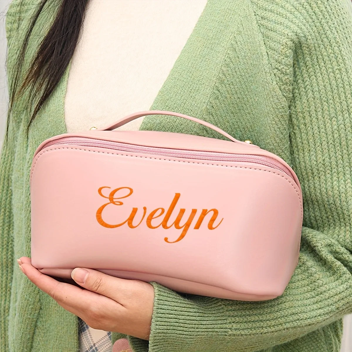 sac de maquillage portable grande capacité personnalisable pour femme, trousse de toilette de voyage, organiseur de cosmétiques, facile et tendance