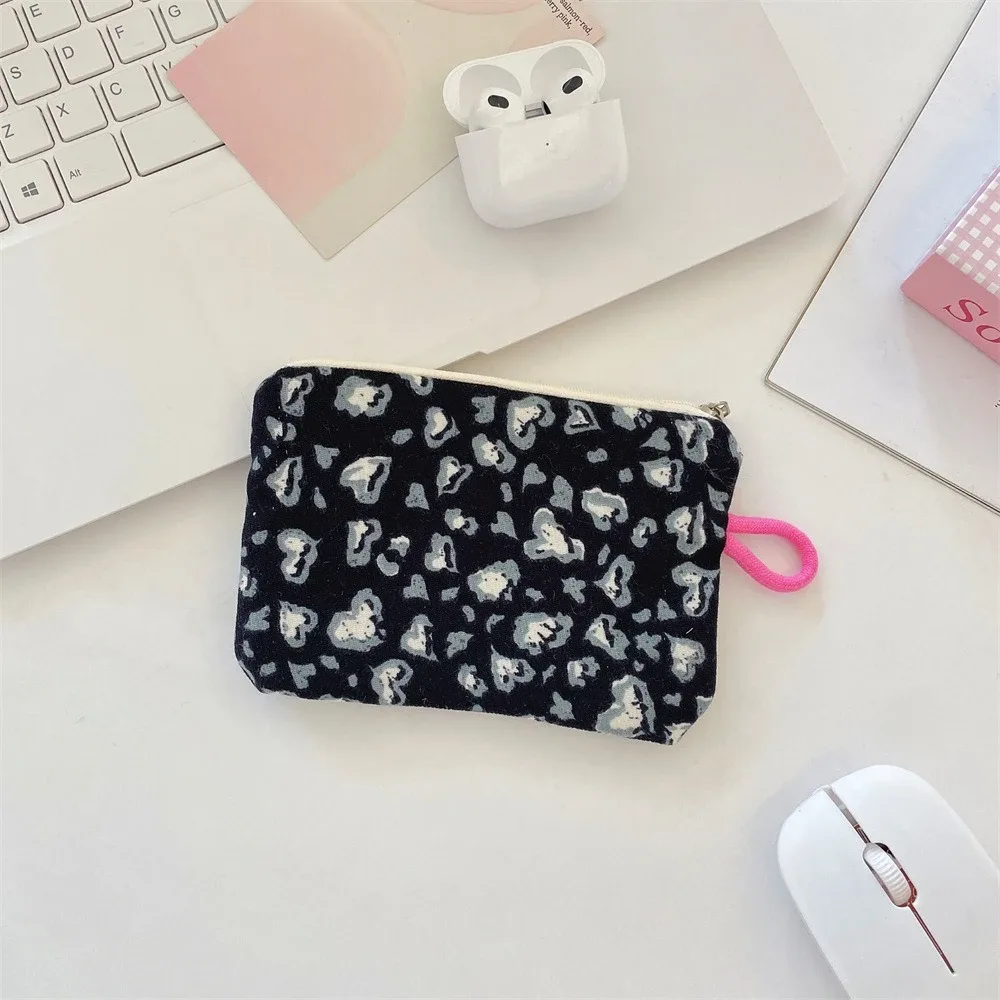 nouveau imprimé mini maquillage rouge à lèvres pochette de rangement porte-monnaie sac de carte mignon femmes cosmétique organisateur sac portable petit sac de rangement