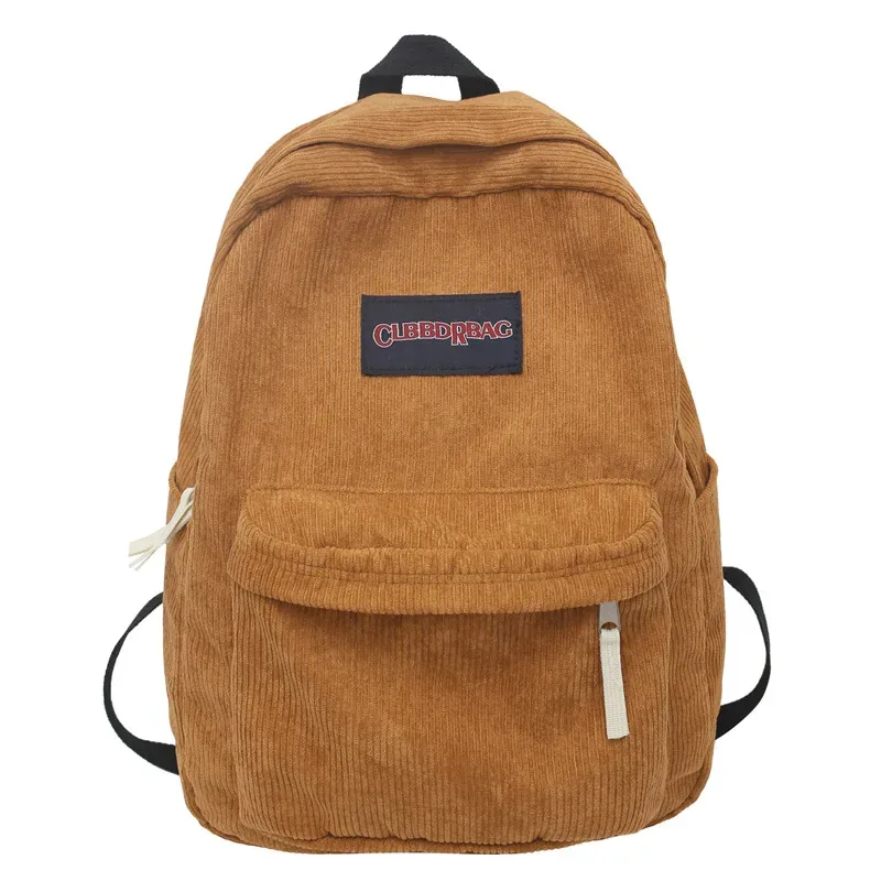 vintage garçon fille velours côtelé vert sac d'école hommes femmes ordinateur portable collège sac à dos cool dame étudiant mode femme voyage bookbag nouveau