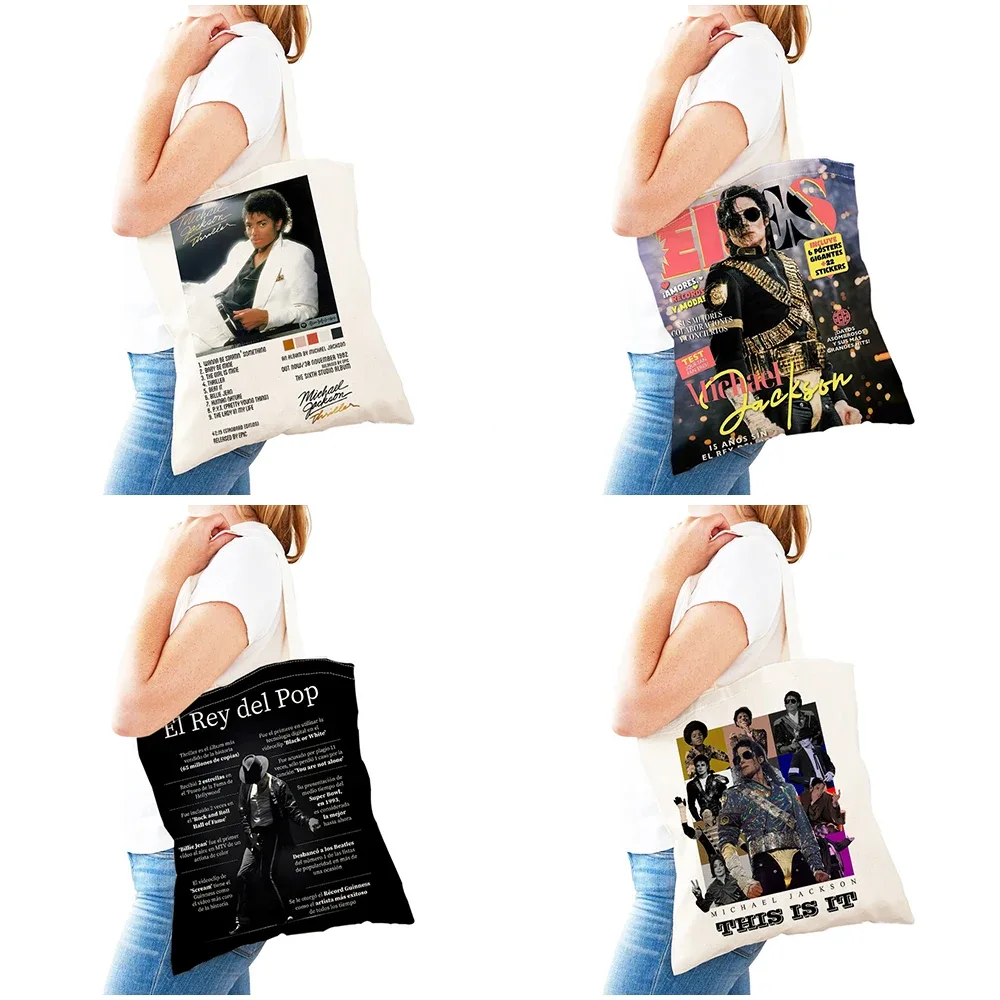 sacs à main michael jackson lady, double impression, super star, sac fourre-tout pour femme, léger, album, sac à main pour fille
