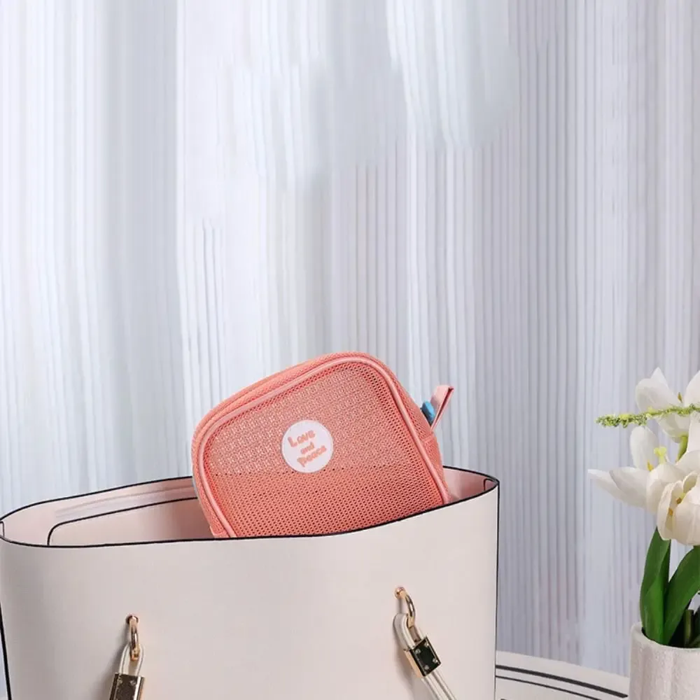 Trousse de Maquillage Carrée Portable en Maille Transparente avec Fermeture Éclair, Sac Cosmétique Visible, Trousse de Toilette, Porte-Monnaie, Sac de Rangement pour Articles de Toilette, Idéal pour les Vacances