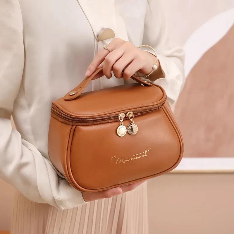 grande trousse de toilette en cuir pu imperméable, organiseur de maquillage de voyage, cadeau pour femmes