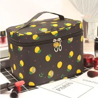 sac de maquillage en toile imperméable pour femmes, organiseur de cosmétiques portable pour les voyages, pochette de rangement pour articles de toilette mignonne