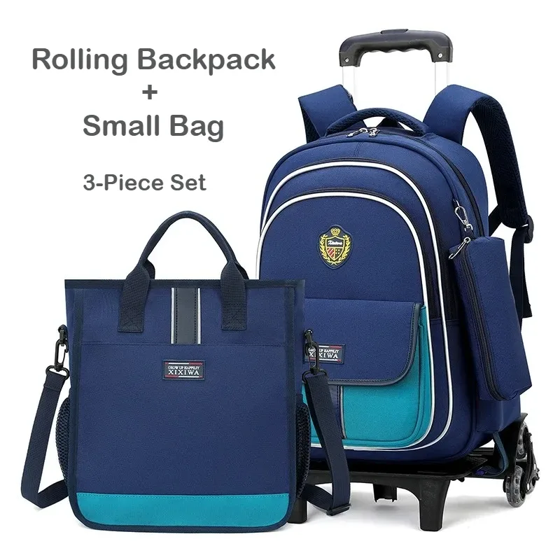 sac à dos à roulettes pour enfants, ensemble de 3 sacs d'école à roulettes pour garçons et filles, sac à dos de voyage avec sac à bandoulière