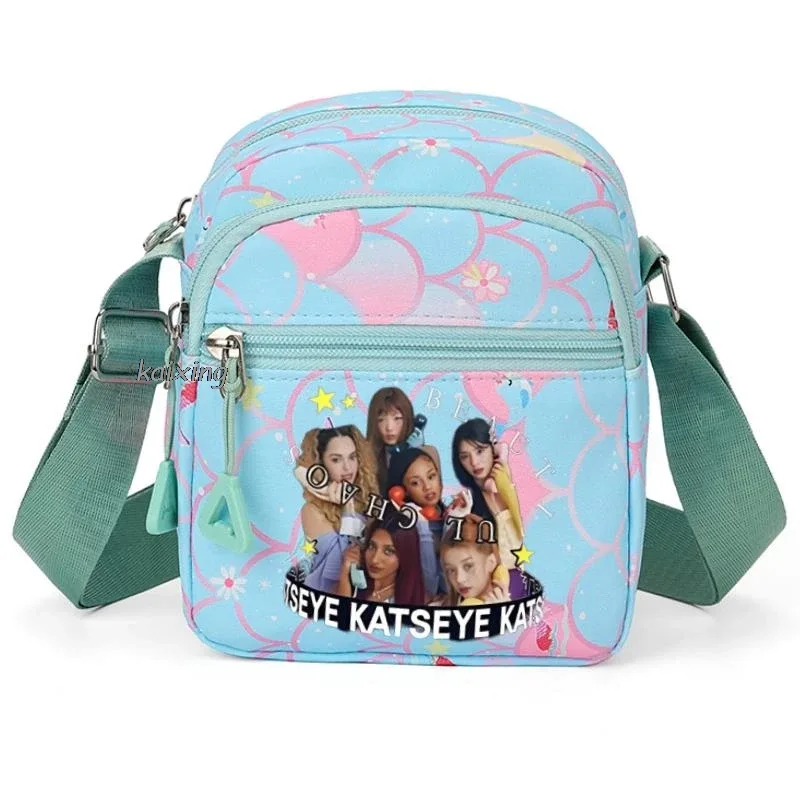 nouveau sac à bandoulière katseye à imprimé amusant pour hommes et femmes, pochette à bandoulière imprimée, grande capacité, pochette de rangement élégante, meilleurs cadeaux