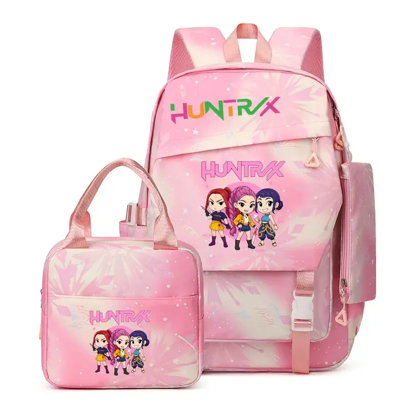 ensemble de sacs à dos kpop demon hunters avec sac à déjeuner et trousse à crayons, cartable pour garçons, sac à dos léger pour ordinateur portable, sacs de voyage