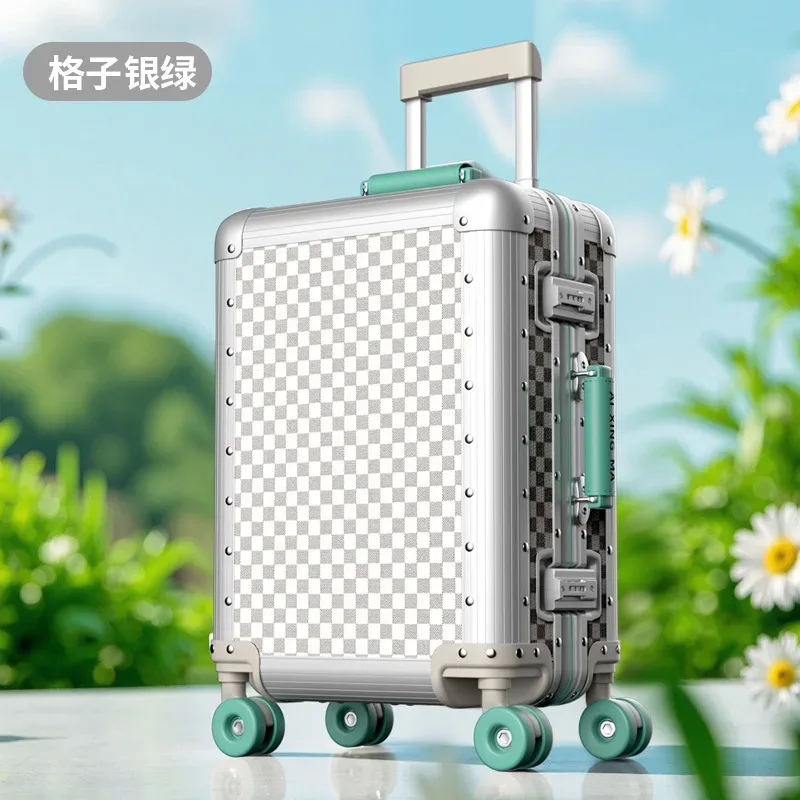 valise de voyage en alliage d'aluminium et de magnésium, bagages roulants, chariot de 20/24 pouces, valise d'embarquement de cabine à main, 100%