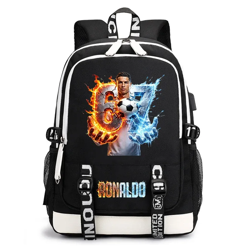 sac à dos décontracté imprimé cr7 ronaldo 67 pour enfants et adolescents, sac d'école léger, sac à dos de voyage quotidien