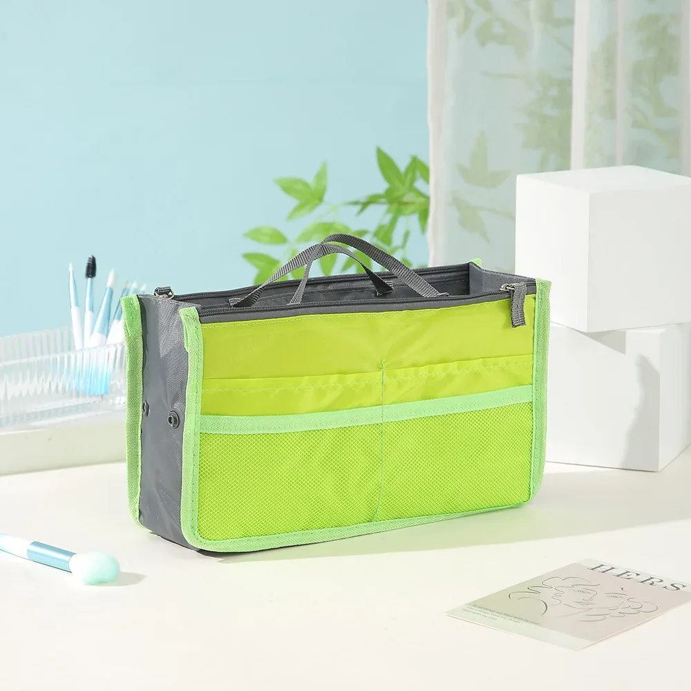 trousse de maquillage multifonctionnelle de grande capacité, sac de rangement portable à double fermeture éclair pour articles de toilette, sac de rangement de voyage pour maman, cosmétiques multi-poches