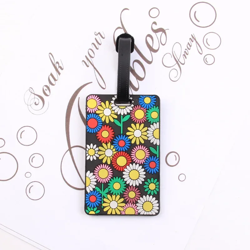 étiquette de bagage imprimée à rayures, puzzle, porte-carte en silicone souple en pvc, passe d'embarquement de dessin animé, étiquettes de bagages d'avion, étiquette de valise