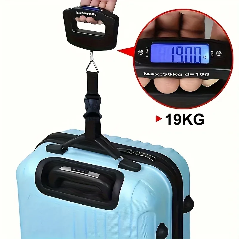 balance numérique portable pour bagages 50 kg, haute précision, électronique, avec écran lcd rétroéclairé pour valise et bagages