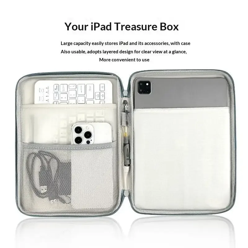 étuis pour tablette de 11/12,9 pouces, sacoche portable pour tablette, pochette de rangement protectrice pour les voyages quotidiens et l'utilisation au bureau