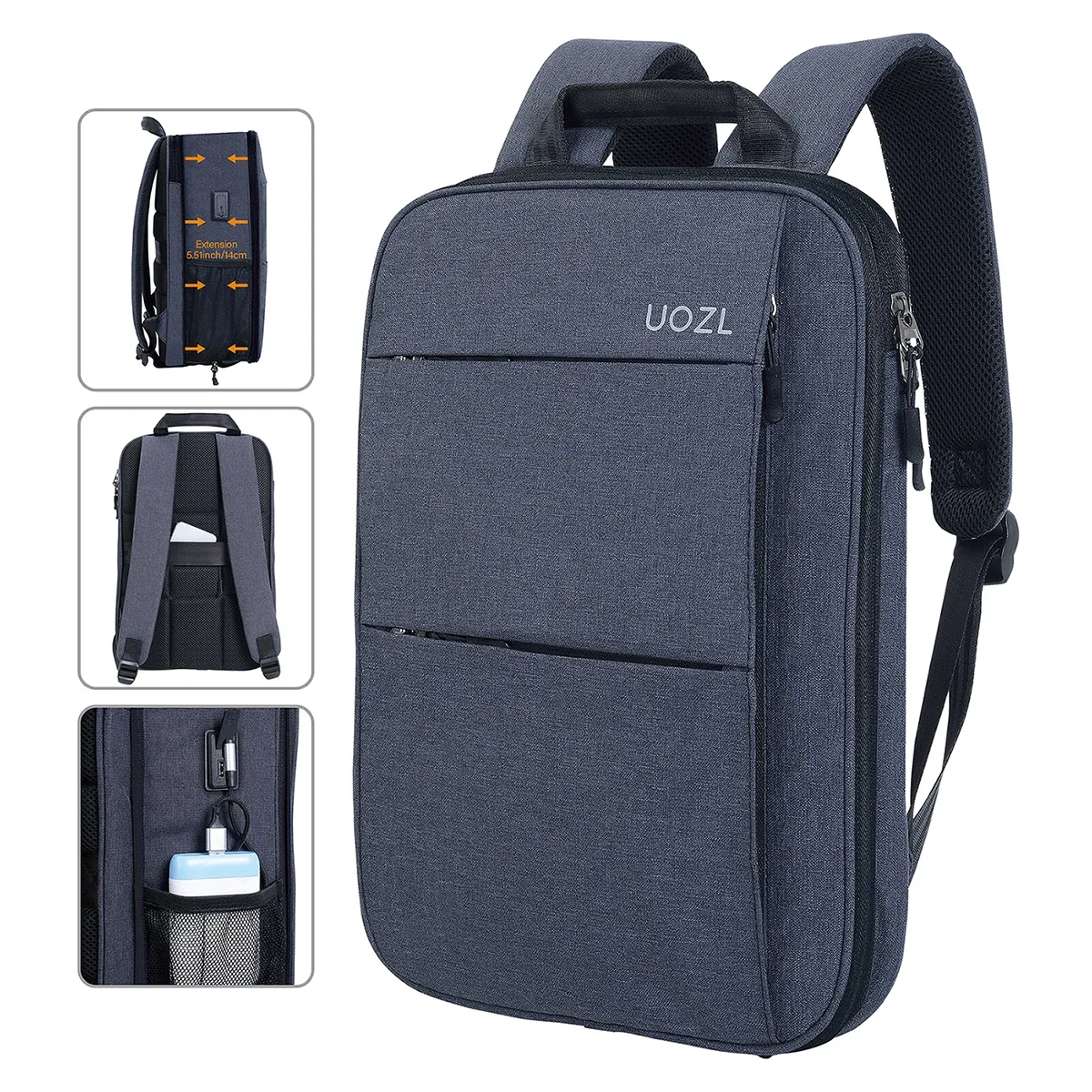 Sac à dos pour ordinateur portable 14 pouces mince extensible compartiment pour ordinateur indépendant de grande capacité anti-éclaboussures, résistant aux chocs, anti-rayures,