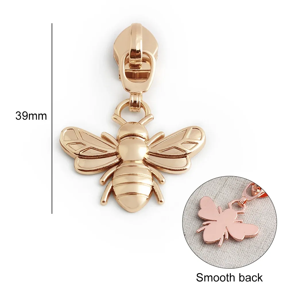 5/10/20 pièces en forme d'abeille 5 #   têtes de fermeture éclair pour fermetures éclair en nylon, tirettes de fermeture éclair pour sacs, vêtements, bagages, kit de réparation, accessoires de couture diy