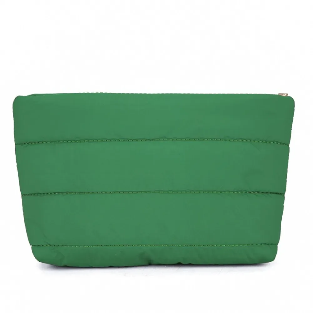 pochette de maquillage matelassée décontractée, couleur unie, rembourrée, sac de toilette de voyage, grande capacité, fermeture éclair, organiseur de cosmétiques pour femmes