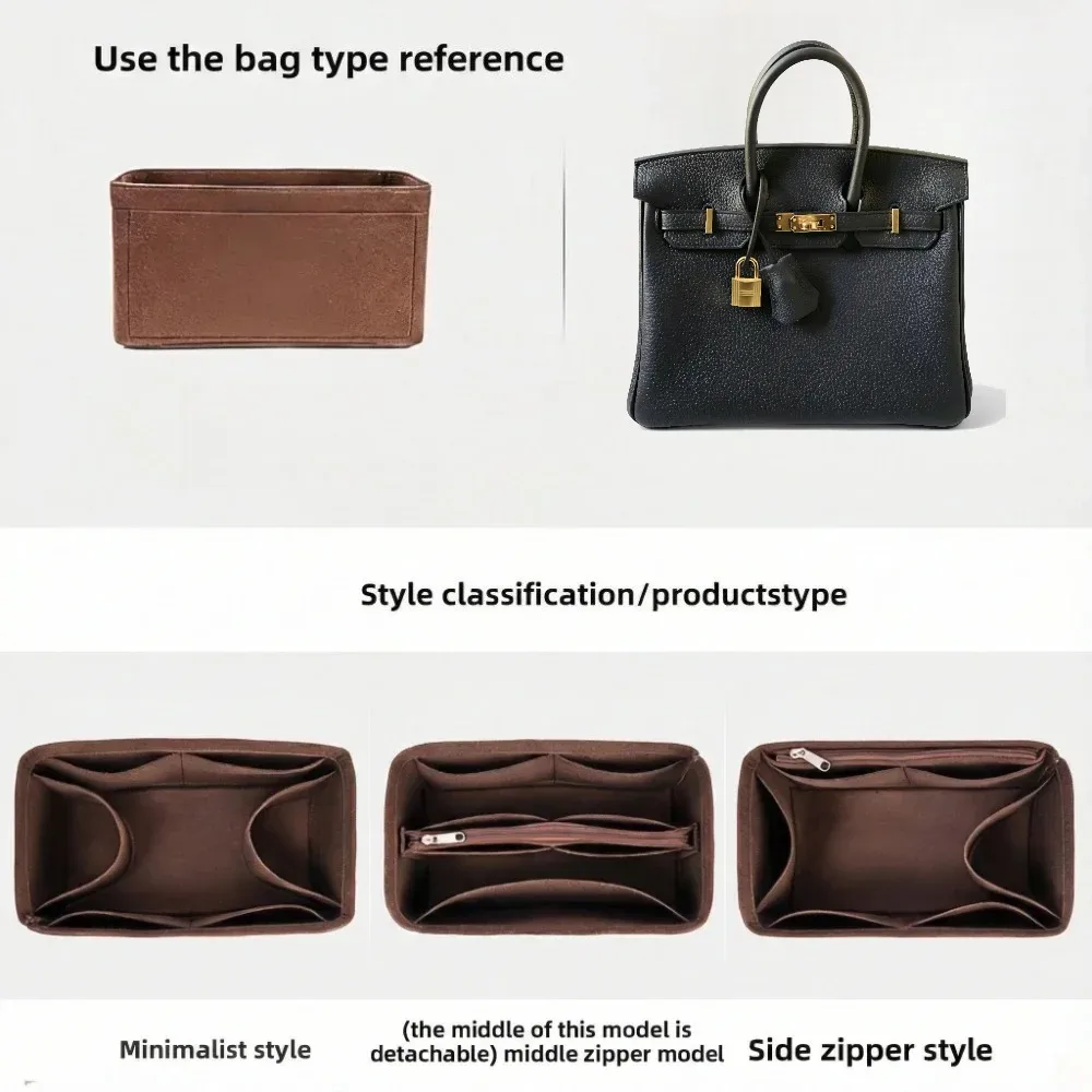 organisateur de sac à main de qualité supérieure, insert pour sac à main, séparateur intérieur, pochette de maquillage, rangement cosmétique pour sac fourre-tout, taille 25 30 35, accessoires