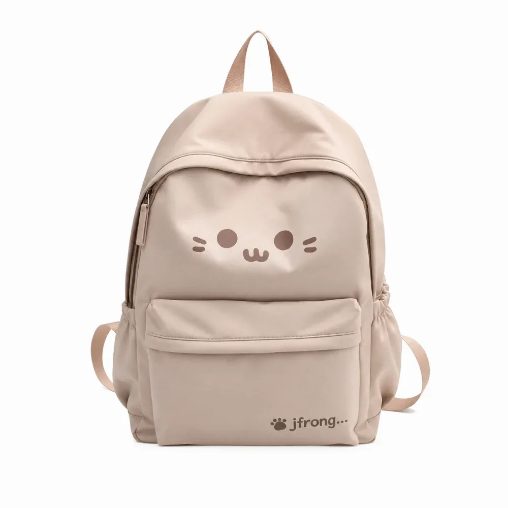 sac à dos de voyage imprimé mignon et tendance, en nylon, couleur unie, sac d'école pour étudiants, multi-poches, grande capacité, sac à dos pour ordinateur portable