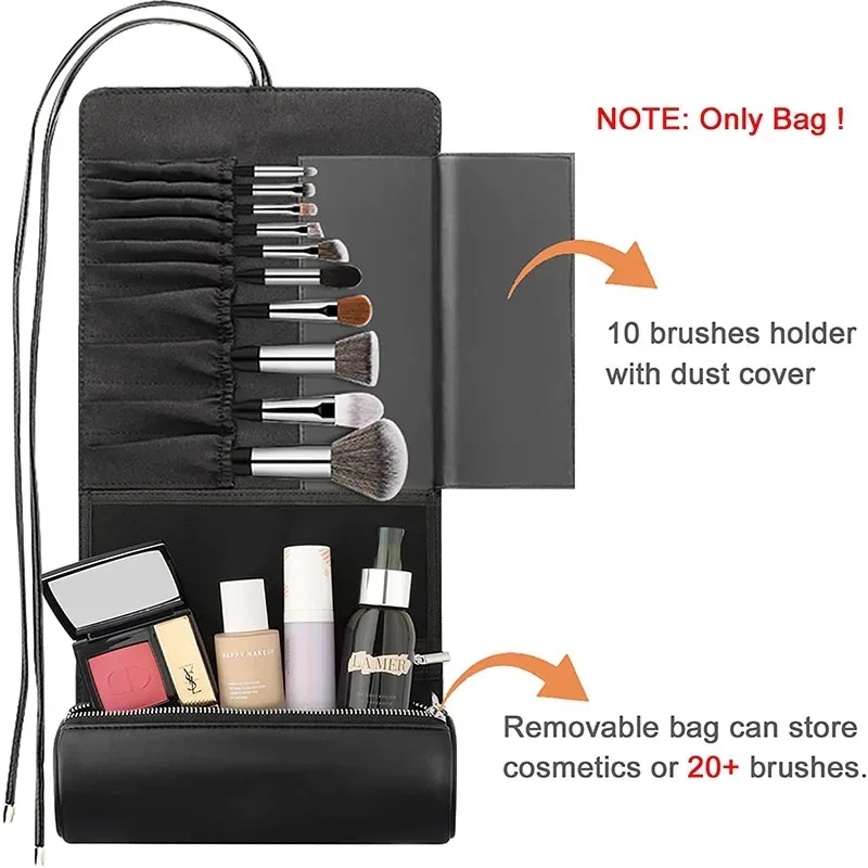 sac à roulettes pour pinceaux de maquillage pour femmes, étui en cuir de protection pour brosses cosmétiques, porte-pochette pour outils de beauté, organisateur de rangement