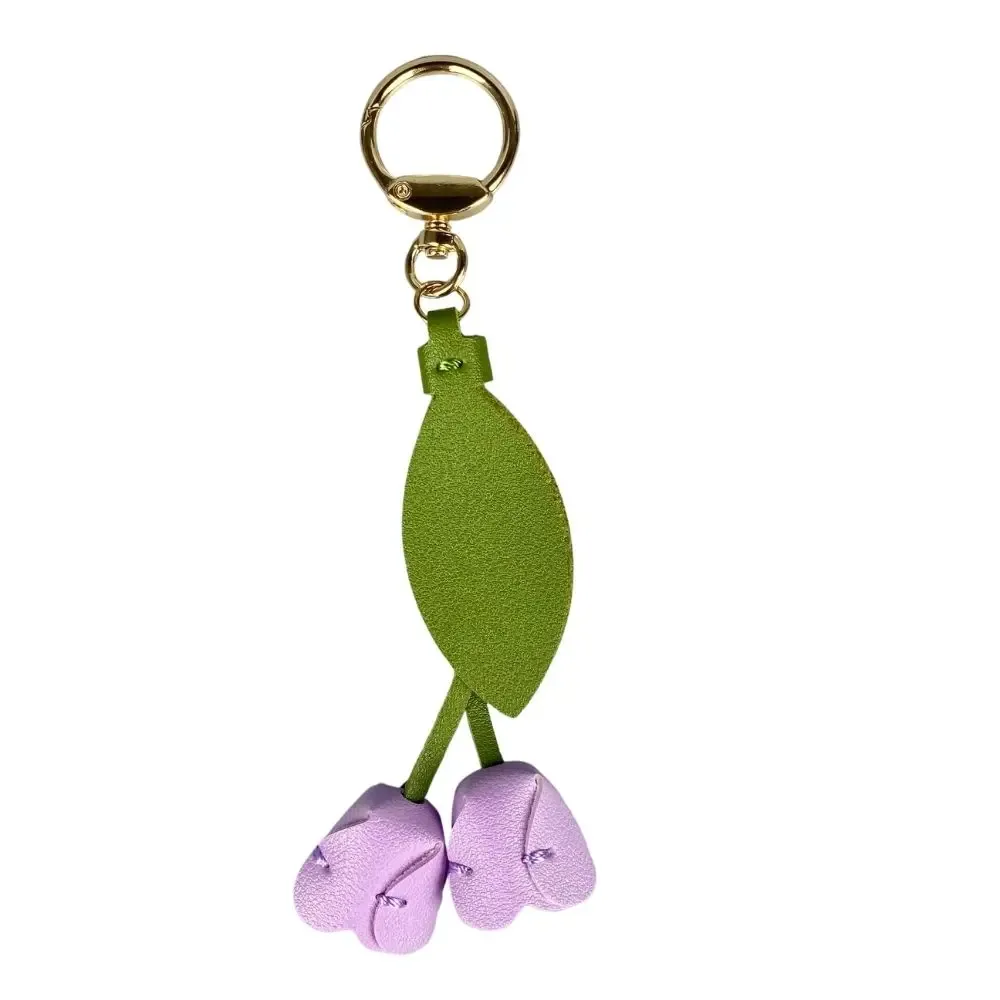 breloque de sac en cuir pu souple 8 couleurs – accessoire floral élégant à suspendre avec anneau métallique, motif de fleur réaliste pour sac à dos