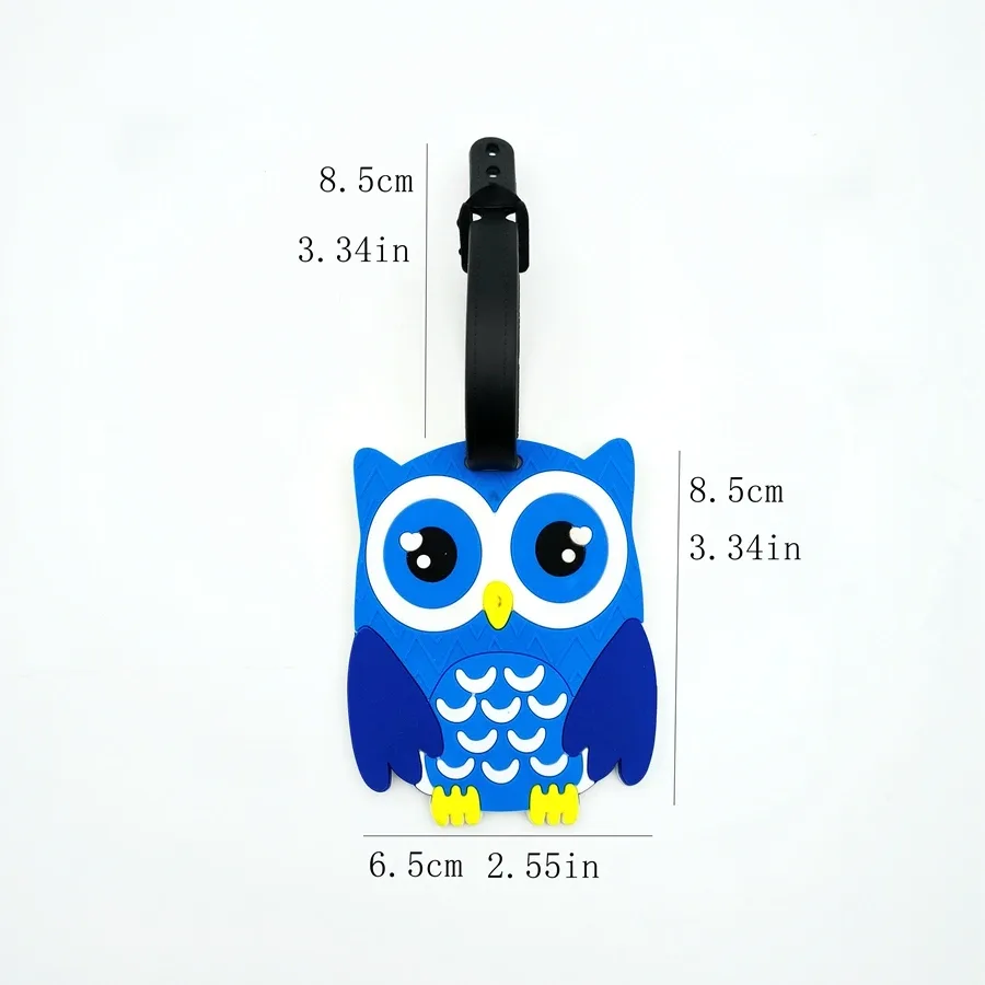 étiquette de bagage de hibou de conception mignonne pour les voyages d'affaires, identification anti-perte d'aéroport, essentielle pour sortir au travail, unisexe, 1pc, 2pcs