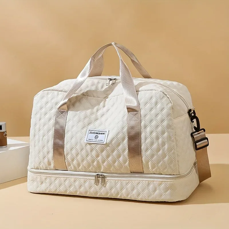 Sac de voyage décontracté en nylon, grande capacité pour le sport et le fitness, sac de week-end portable à plusieurs poches pour la nuit.