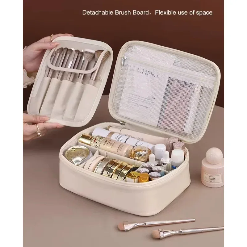 sac à maquillage double couche pour femmes - étui de rangement cosmétique spacieux, idéal pour les voyages et l'usage quotidien